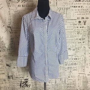 Lane Bryant 16 striped work blouse black and white